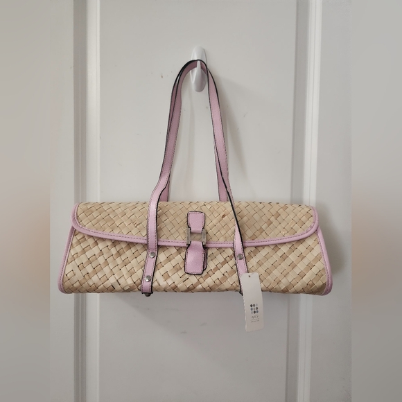 Handbags - Pink and Tan Straw Women's Bag